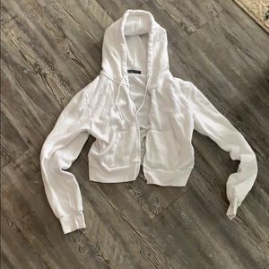 Brandy cropped white zip up